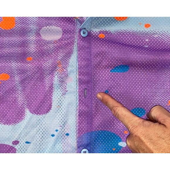 Stash For Fabletics Mesh Short Sleeve The Rec Button Up Shirt. Men's XL, Read. - Picture 7 of 7